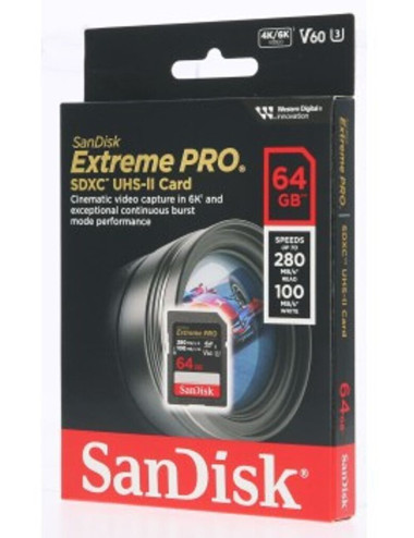 SanDisk Extreme PRO SDXC 64GB UHS-II V60 280 MB/s