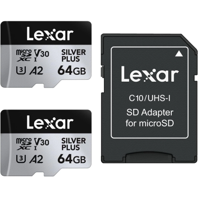 Lexar Professional Silver Plus microSDXC 64GB Twin pack